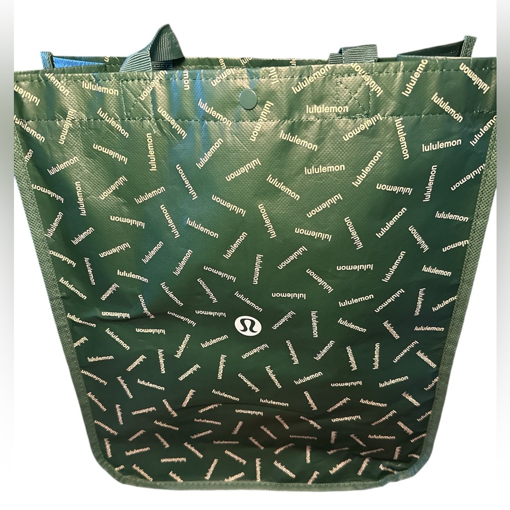 Lululemon Large Reusable Tote Bag Set of 2 Green and Silver - Picture 3 of 8